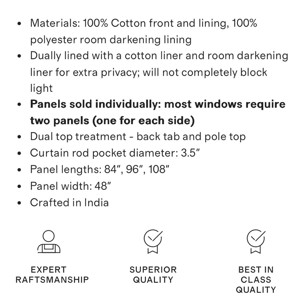 NWT QUINCE Set Of 2 48x84 Cotton Slub Room Darkening Curtains Cloud 6510 - Picture 2 of 12